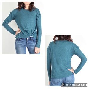 Hunter Green Twist-Hem Sweater